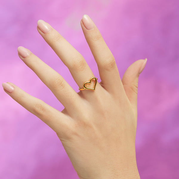 HotglyphGold_Heart_P_Front_HR 1000 × 1000px Heart Motif Hotglyph Ring in Gold Plated Silver Vermeil by Hotlips by Solange On Models Hand
