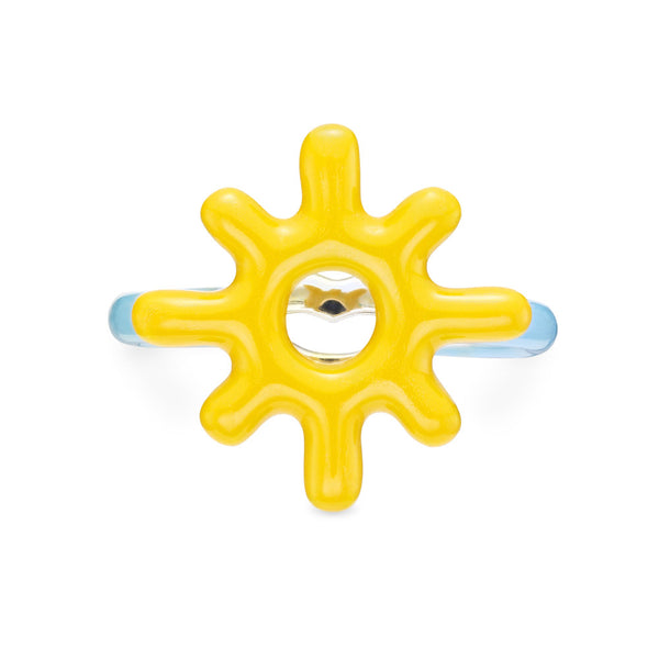 Sun Hotglyph Symbol Ring Silver and Enamel by Solange Azagury-Partridge front view