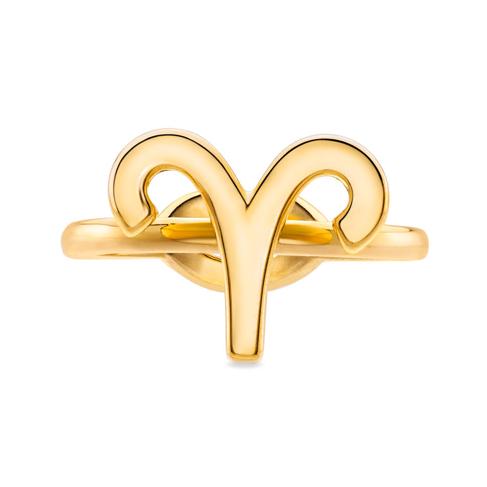 Aries Zodiac Hotglyph Ring in Gold Plated Silver Vermeil by Hotlips by Solange Front View