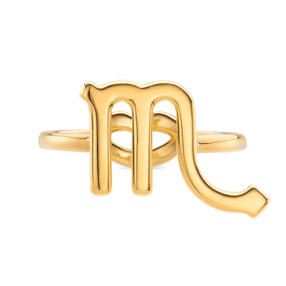 Scorpio Zodiac Hotglyph Ring in Gold Plated Silver Vermeil by Hotlips by Solange Front View