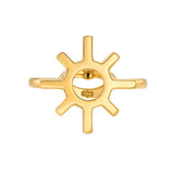 Sun Motif Hotglyph Ring in Gold Plated Silver Vermeil by Hotlips by Solange Front View