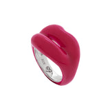 Dusky Pink Silver and Enamel Hotlips lip ring by Solange Side View