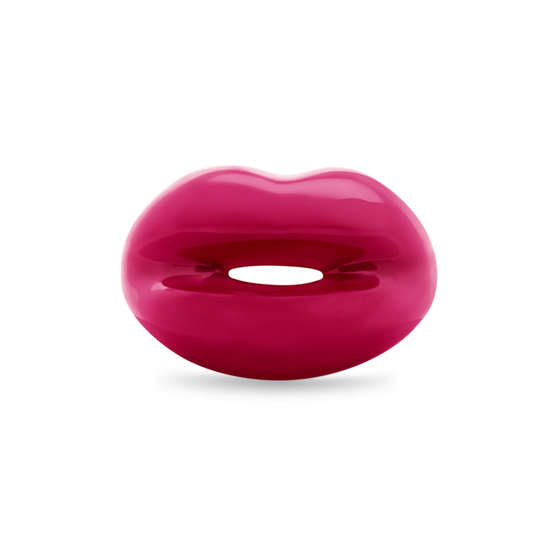 Dusky Pink Silver and Enamel Hotlips lip ring by Solange