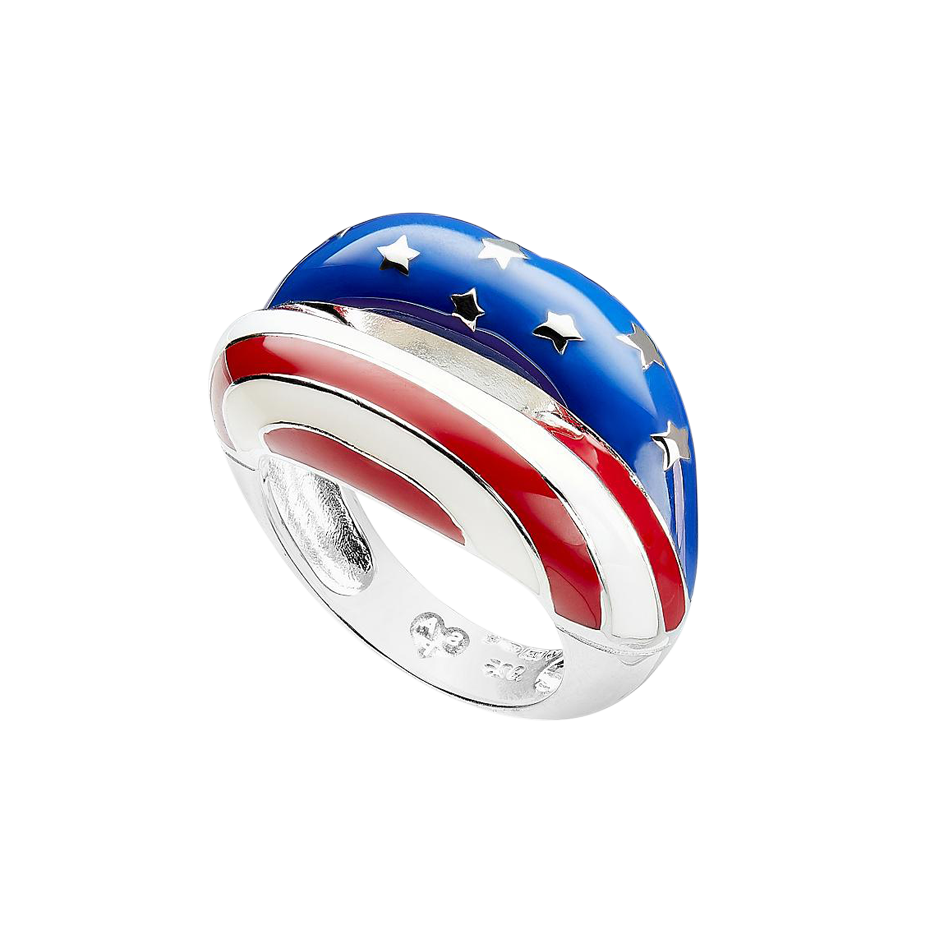 Stars and Stripes American Flag Hotlips ring side view