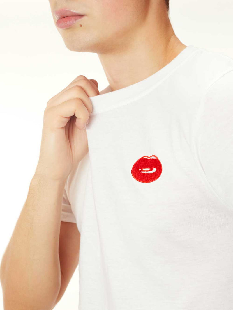 Hotlips T-Shirt On Male Model Close Up