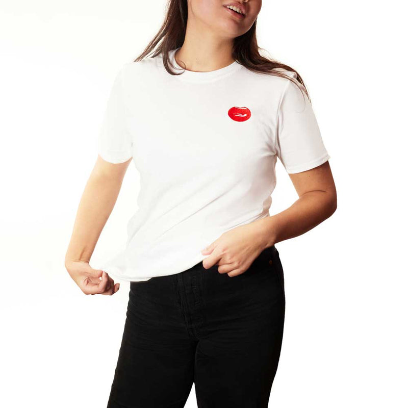Hotlips T Shirt Small on Female Model