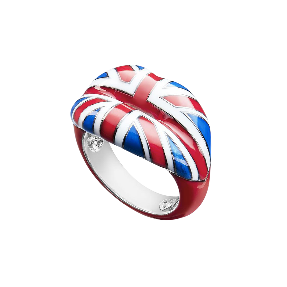 Union Jack Flag Hotlips Ring by Solange side view