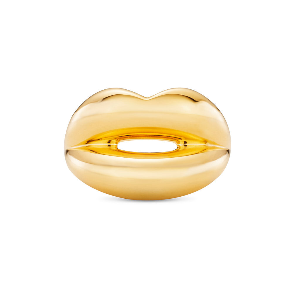 Lip Shaped Hotlips Ring in Gold Plated Silver Vermeil by Hotlips by Solange Front View