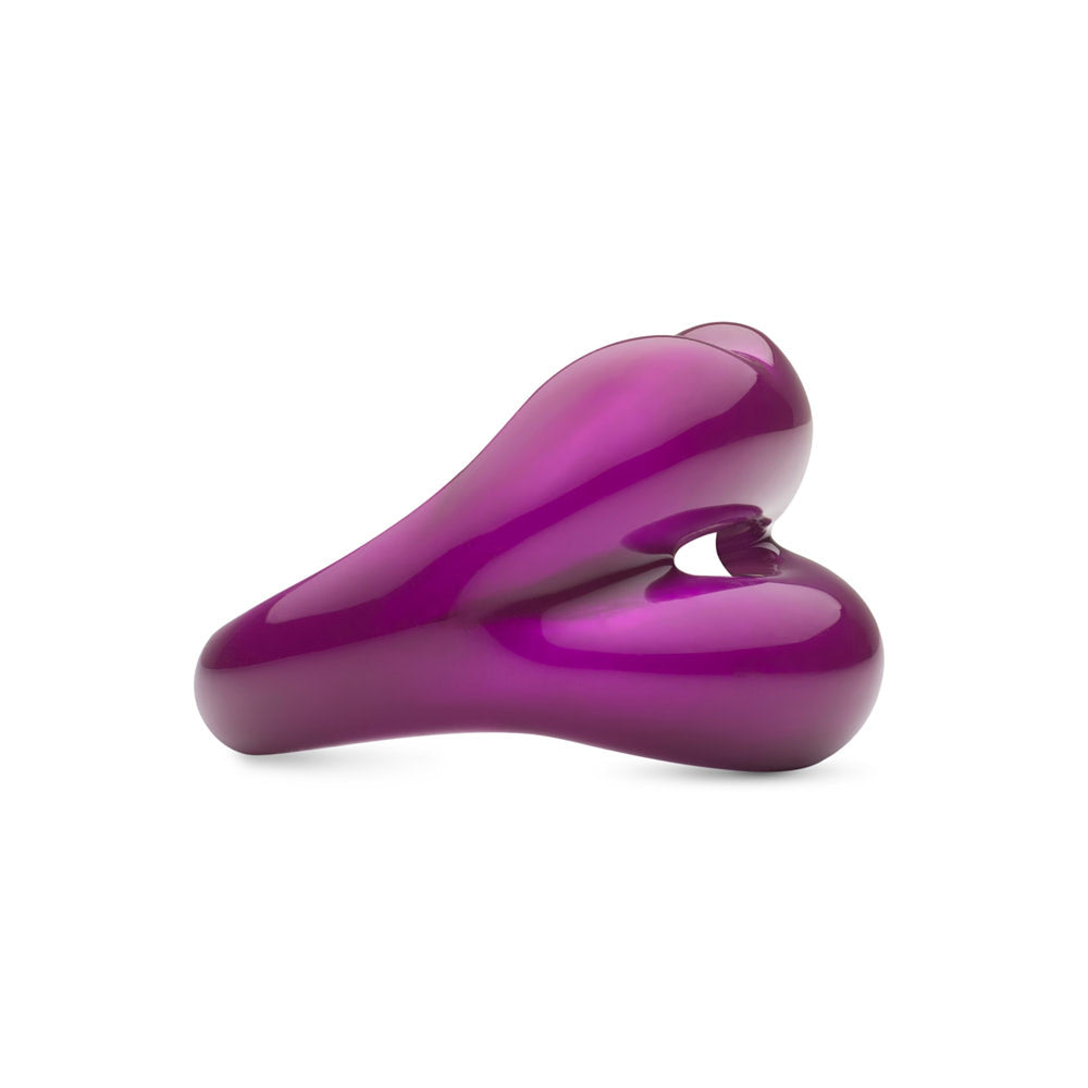 Purple Kiss Hotlips by Solange lip shaped ring silver and enamel angled view