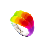 Neon Rainbow Hotlips ring by Solange side view right