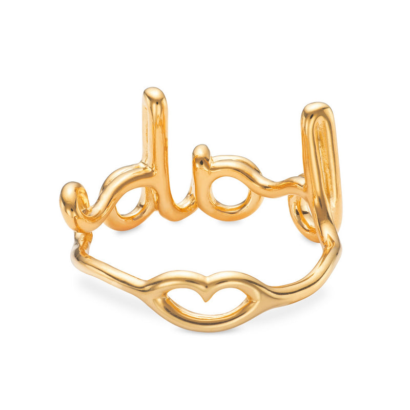 Babe Cursive Word Hotscripts Ring in Gold Plated Silver Vermeil by Hotlips by Solange Back Kiss View