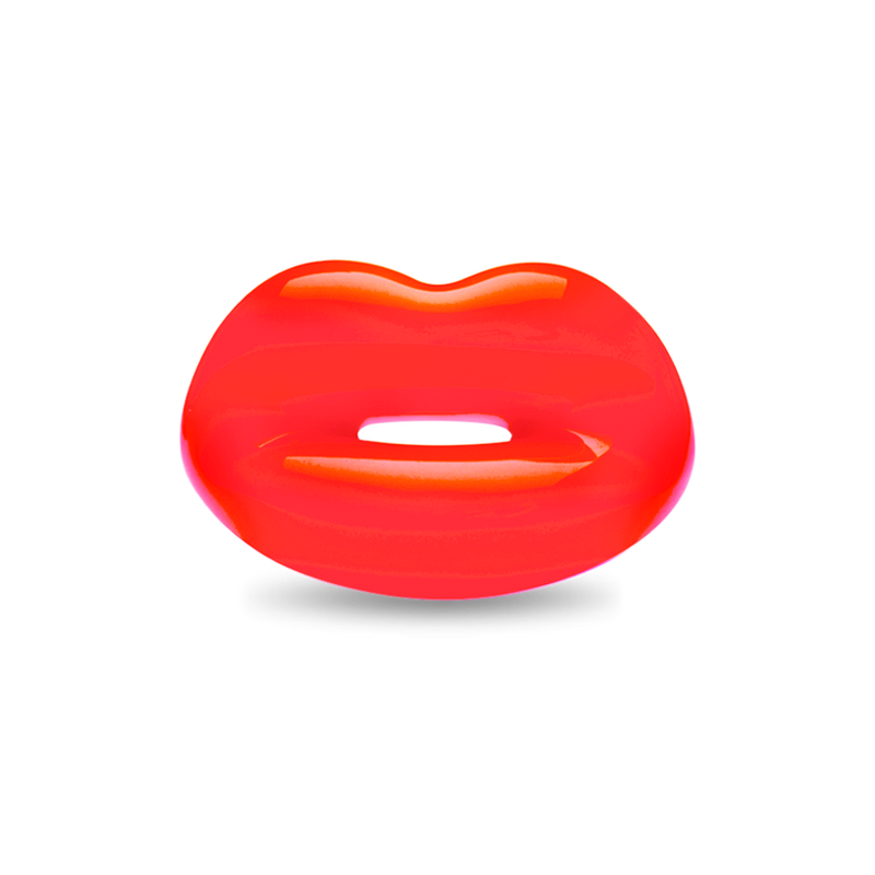 Neon Coral Hotlips Ring by Solange front view