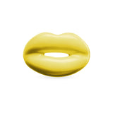 Pastel Yellow enamel and silver Hotlips ring by Solange front view