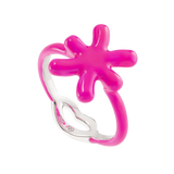 Pisces Hotglyph Zodiac Ring Neon Pink Enamel and Sterling Silver by Hotlips by Solange Angled View