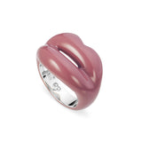 Rose Blush Enamel Hotlips Ring by Solange side view