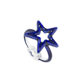 Star Hotglyph Symbol Ring Blue Enamel and Silver by Solange Azagury-Partridge Angled View