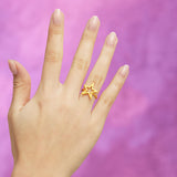 Star Motif Hotglyph Ring in Gold Plated Silver Vermeil by Hotlips by Solange ON Models Hand