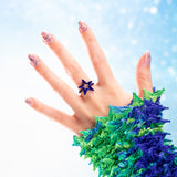 Star Hotglyph Symbol Ring Blue Enamel and Silver by Solange Azagury-Partridge on Hand