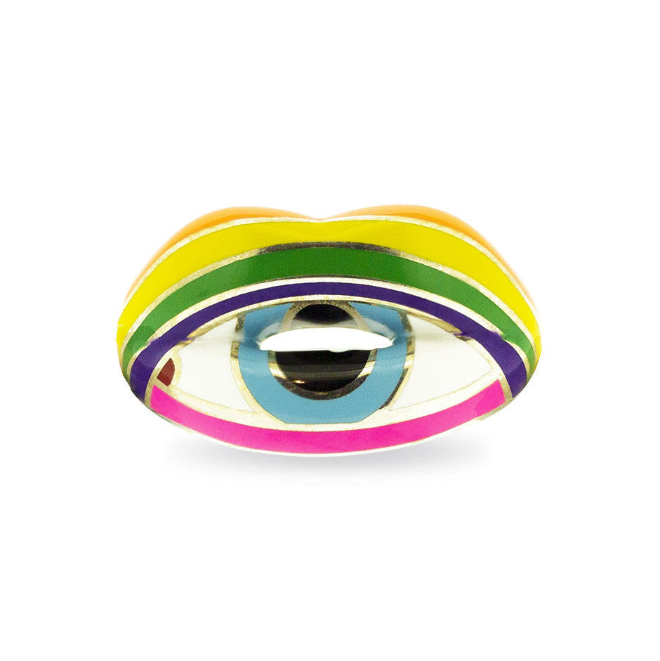Trompe L'oeil Eye Hotlips Ring by Solange  front view