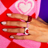Valentines hotlips by solange rings on hand classic red babe loveheart