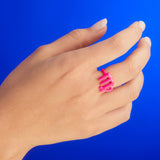 Virgo Hotglyph Zodiac Ring Neon Pink Enamel and Sterling Silver by Hotlips by Solange On Hand