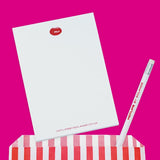 Take Note Set Hotlips by Solange Branded Notepad Pencil and Sticker Set in Striped Red Bag  Video on Pink Moving Objects