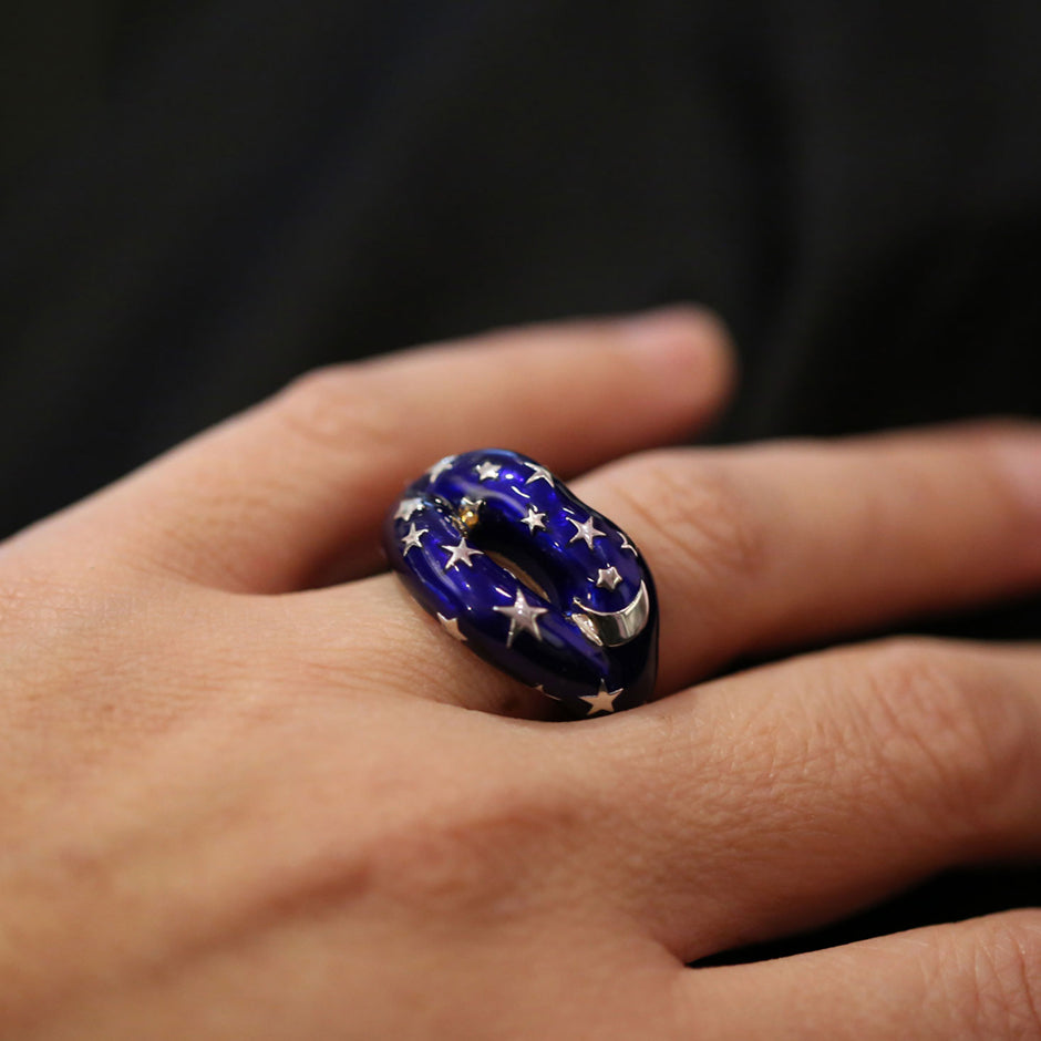 Starry Night Hotlips Ring by Solange on hand